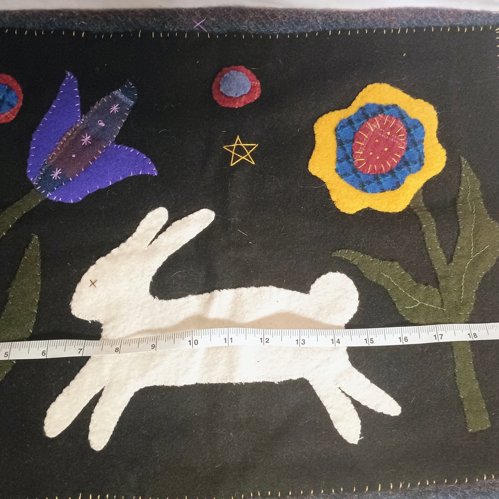 Handcrafted Wool Felt Rabbit Tapestry - Picture 4 of 6